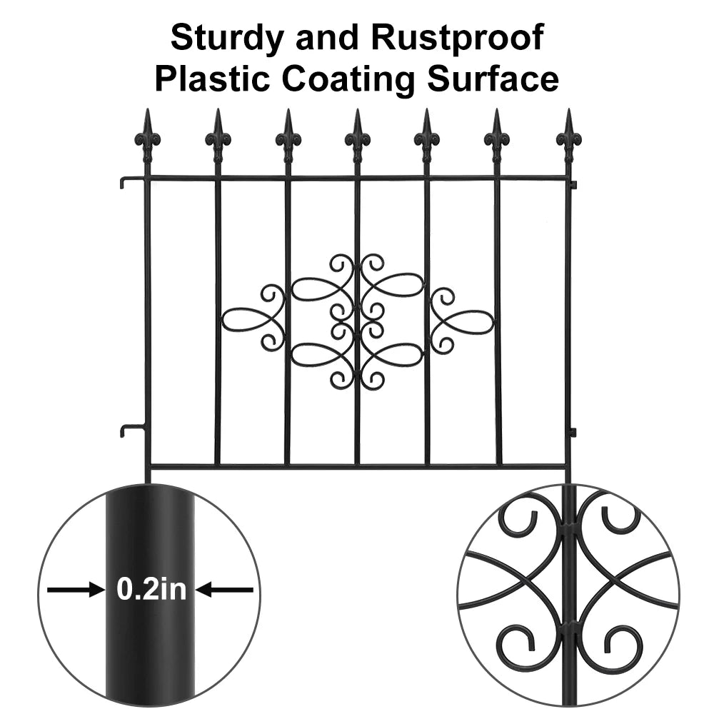 Amagabeli GARDEN & HOME Decorative Garden Fence GFP008 27inx10ft Outdoor Coated Rustproof Metal Garden Fencing Panel Animal Barrier Iron Folding Edge Wire Border Fence Ornamental for Patio Landscape