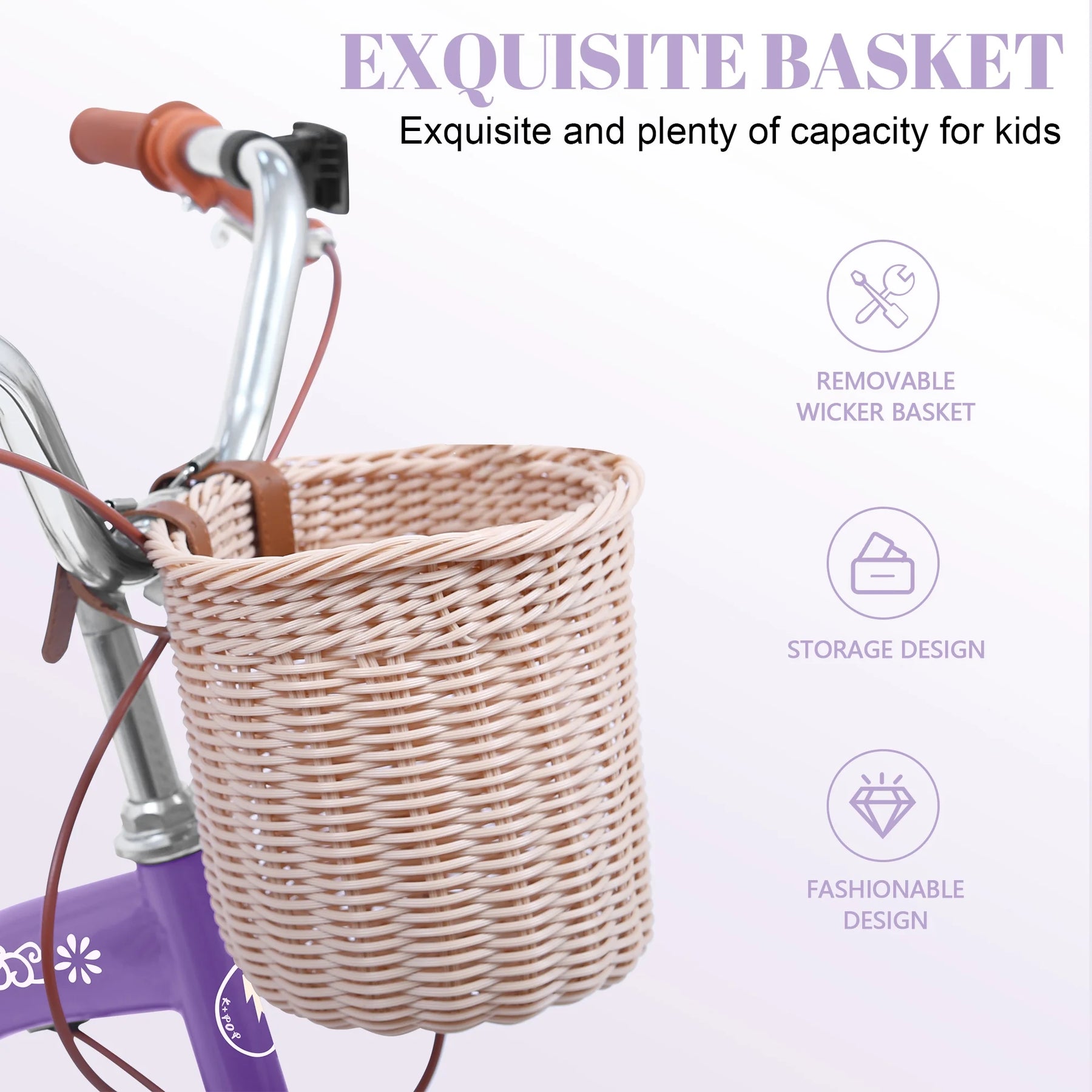 Bstjewey 20 in Girls Bike with Basket, Kids Bicycle for Ages 7 - 13