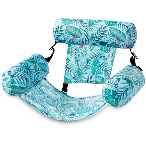 Sloosh Pool Floats Chairs Adult,Inflatable Pool Lounge,Plant Pattern Floating Mat Hammock,Blow up Water Chairs Noodles rafts for Party Summer Water Beach Fun