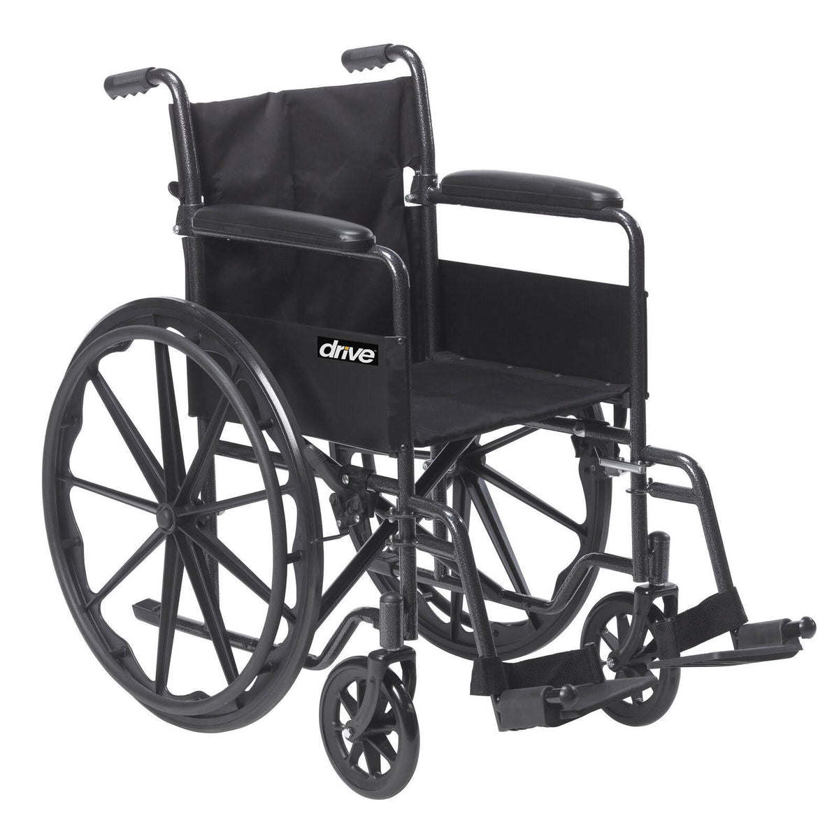 Drive Medical Silver Sport 1 Wheelchair with Full Arms and Swing Away Removable Footrest