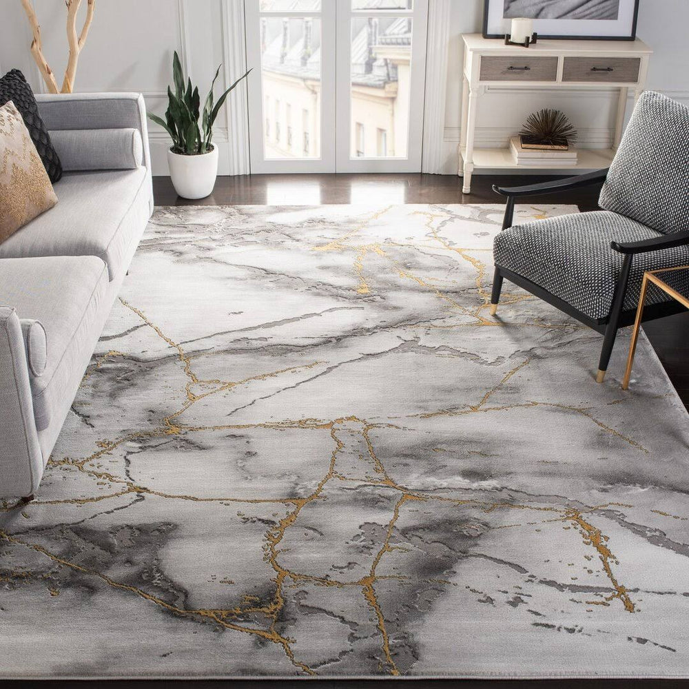 Coupland Abstract Gray/Gold Area Rug Orren Ellis Rug Size Rectangle 4' x 6'