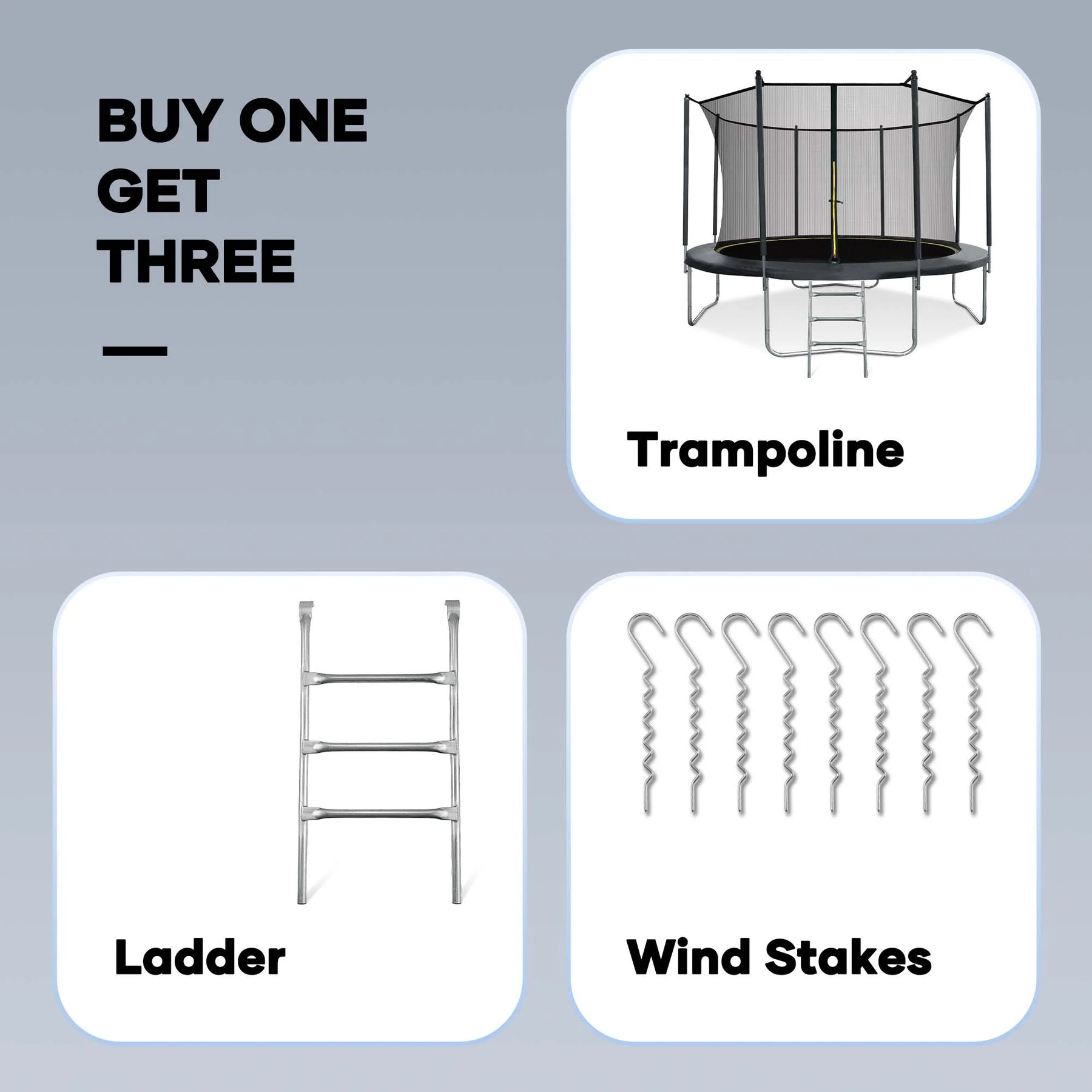 MARNUR 8FT Trampoline for Kids Trampoline with Enclosure Net, Ladder, Wind Stakes, Outdoor 330 lb Weight Capacity
