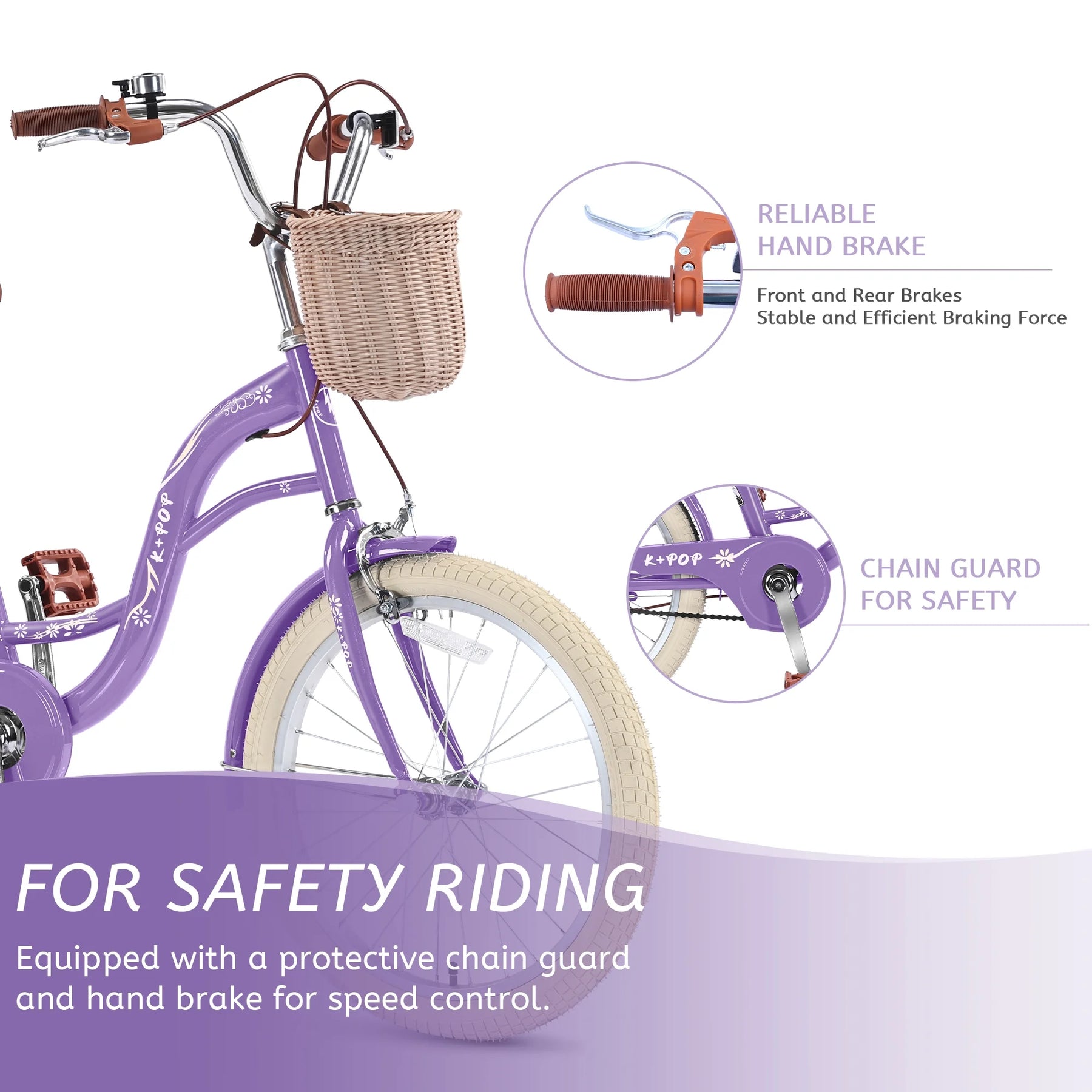 Bstjewey 20 in Girls Bike with Basket, Kids Bicycle for Ages 7 - 13