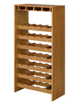 ACME Hanzi Wood 35-Bottle Wine Cabinet with Stemware Rack in Oak