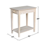 Pemberly Row 1 Drawer Transitional Wood Narrow End Table in Natural