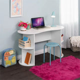 Pemberly Row Compact Student Desk with Storage in White