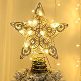 Juegoal Star Tree Topper with 20 LED Lights, Metal Golden Lighted Treetop Ornaments, Battery Powered Light Up Christmas Tree Decorations, 6.5 x 6.5 Inches