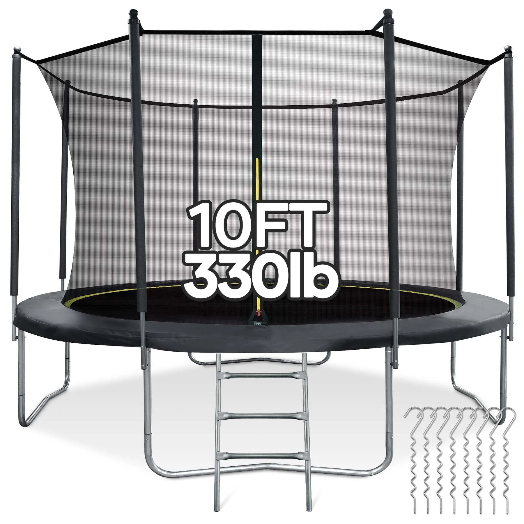MARNUR 8FT Trampoline for Kids Trampoline with Enclosure Net, Ladder, Wind Stakes, Outdoor 330 lb Weight Capacity