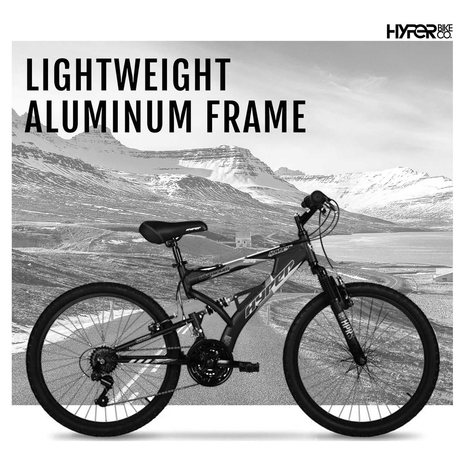 24" Hyper Bicycles Havoc Mountain Bike, Youth/Adult, Recommended Ages 10 - 14 Years Old, Black