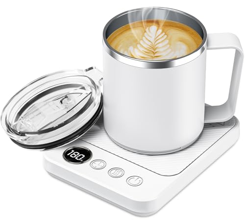 Coffee Mug Warmer & Mug Set for Desk, Electric Coffee Cup Warmer with 16oz Heated Mug, Smart Coffee Heater with Auto Shut Off for Office/Home, Christmas/Birthday/Coffee Gifts for Men & Women,Black