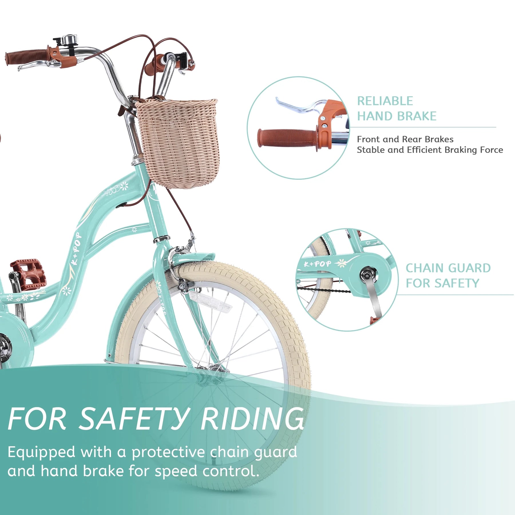 Bstjewey 20 in Girls Bike with Basket, Kids Bicycle for Ages 7 - 13