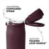 Simple Modern Mesa Loop Water Bottle with Straw | 30oz Cup Holder Friendly Insulated Stainless Steel Bottles for Travel, Sports and School | Cherry Wine