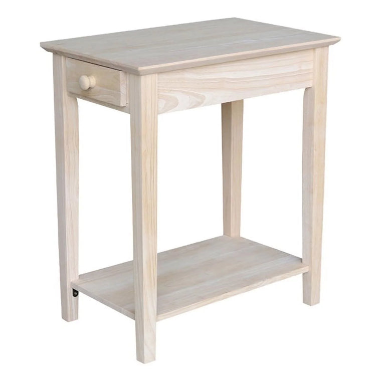Pemberly Row 1 Drawer Transitional Wood Narrow End Table in Natural