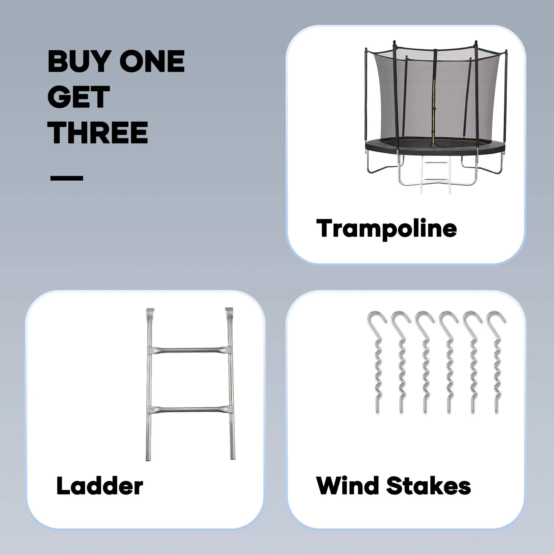 MARNUR 8FT Trampoline for Kids Trampoline with Enclosure Net, Ladder, Wind Stakes, Outdoor 330 lb Weight Capacity