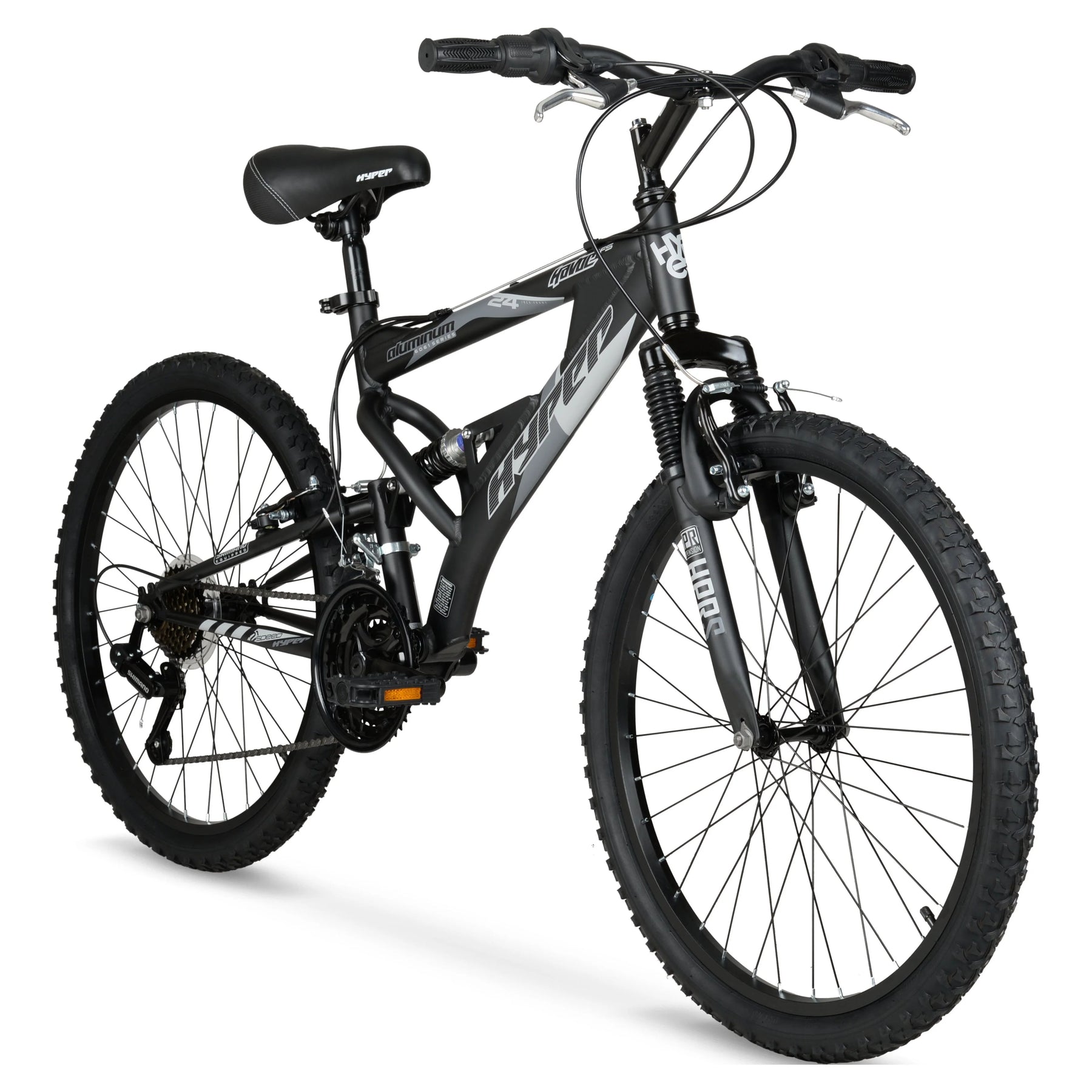 24" Hyper Bicycles Havoc Mountain Bike, Youth/Adult, Recommended Ages 10 - 14 Years Old, Black