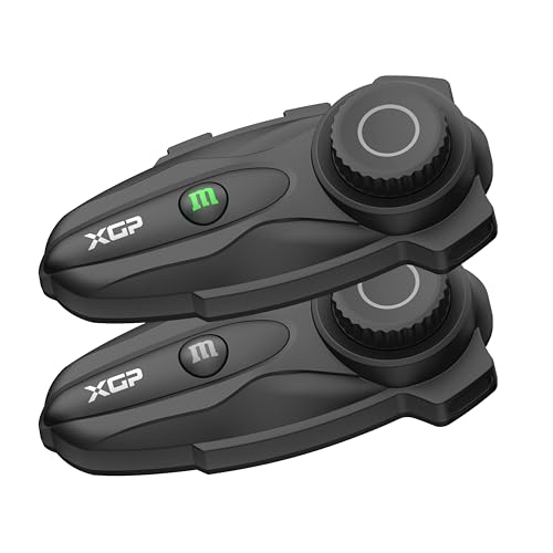 Motorcycle Bluetooth Headset V5.2 with Music Sharing, 2-Way Motorcycle Helmet Bluetooth with IP67 Waterproof, Motorcycle Communication Systems with Hi-FI Speakers for ATV/Snowmobile/Ski, 2 Pack