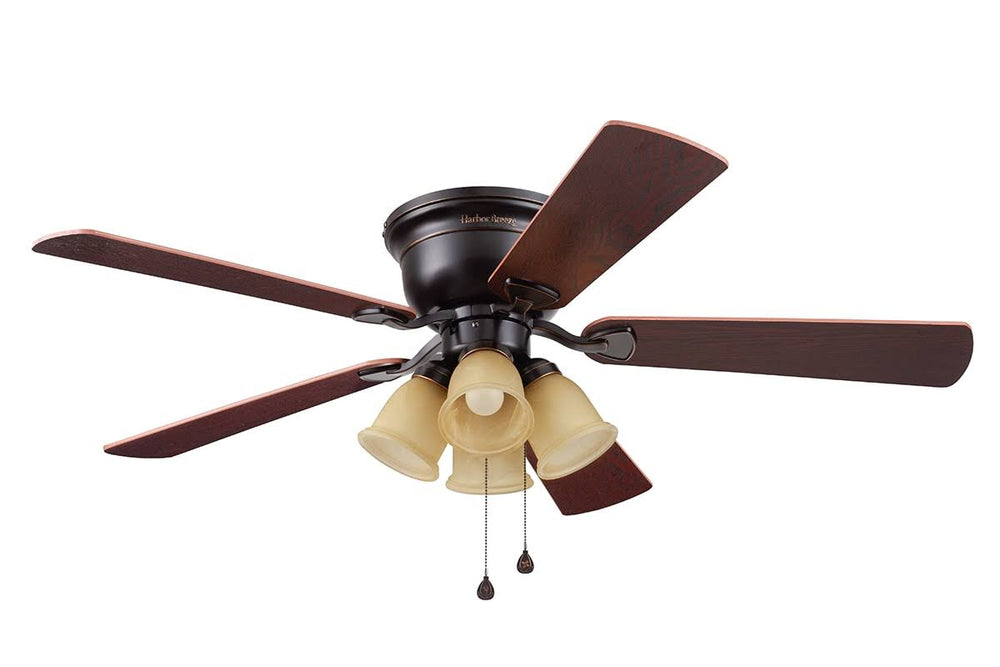 Harbor Breeze Centreville 52-in Oil Rubbed Bronze LED Indoor Flush Mount Ceiling Fan with Light (5-Blade)