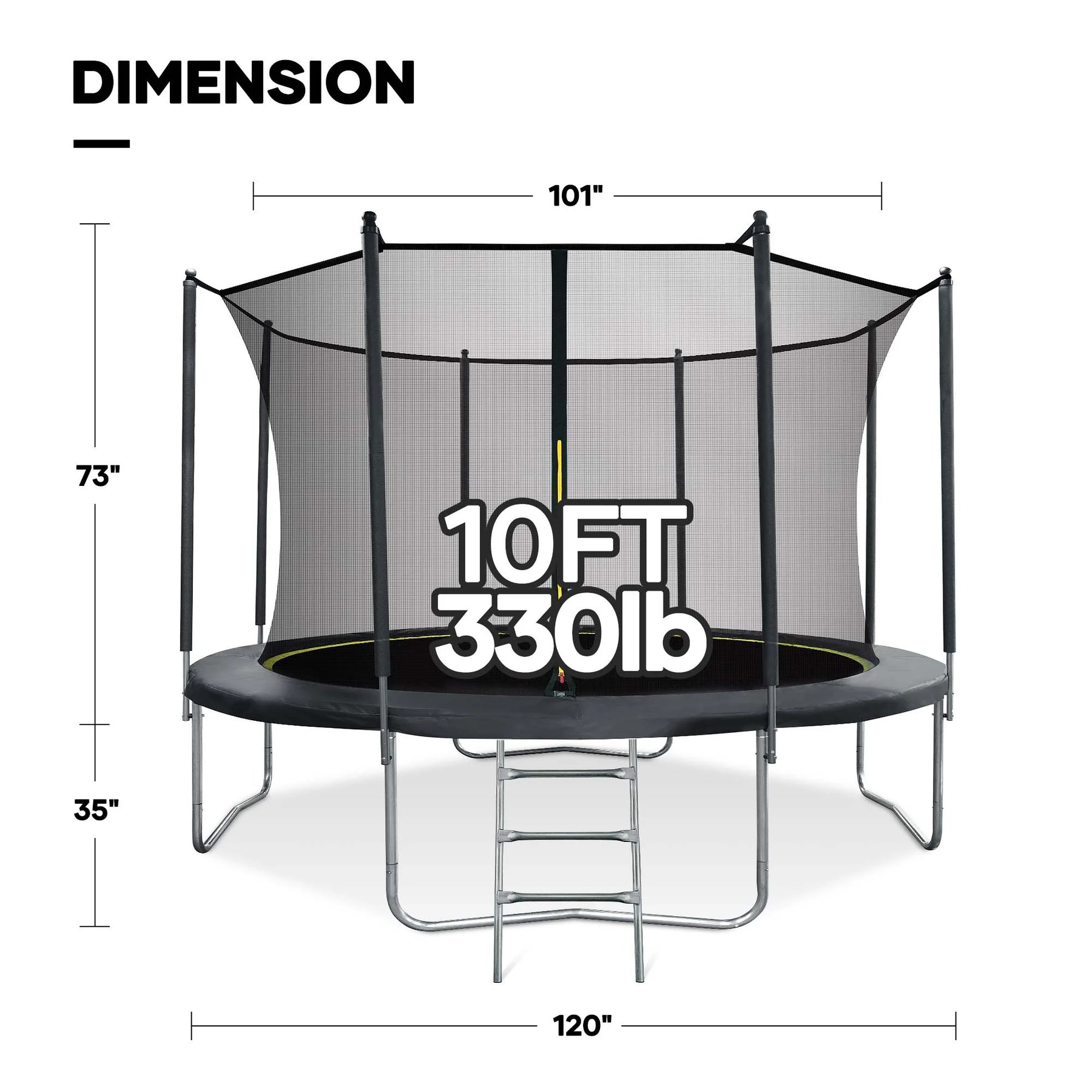 MARNUR 8FT Trampoline for Kids Trampoline with Enclosure Net, Ladder, Wind Stakes, Outdoor 330 lb Weight Capacity