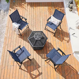 Yaheetech Patio Dining Chairs Set of 4 with Armrests, Outdoor Folding Chairs with Metal Frame and Backrest for Lawn, Garden, Yard and Poolside, Black